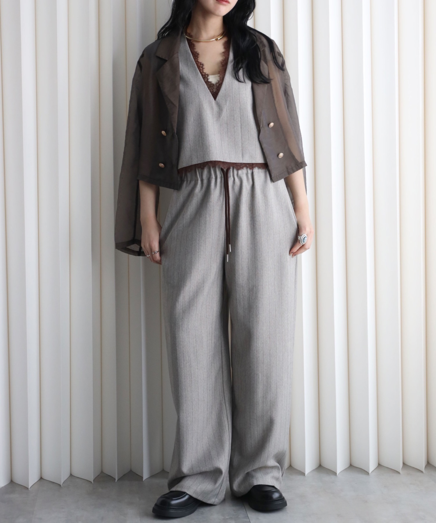 model：164cm. 着用サイズ：FT(トールさん用、丈長め)