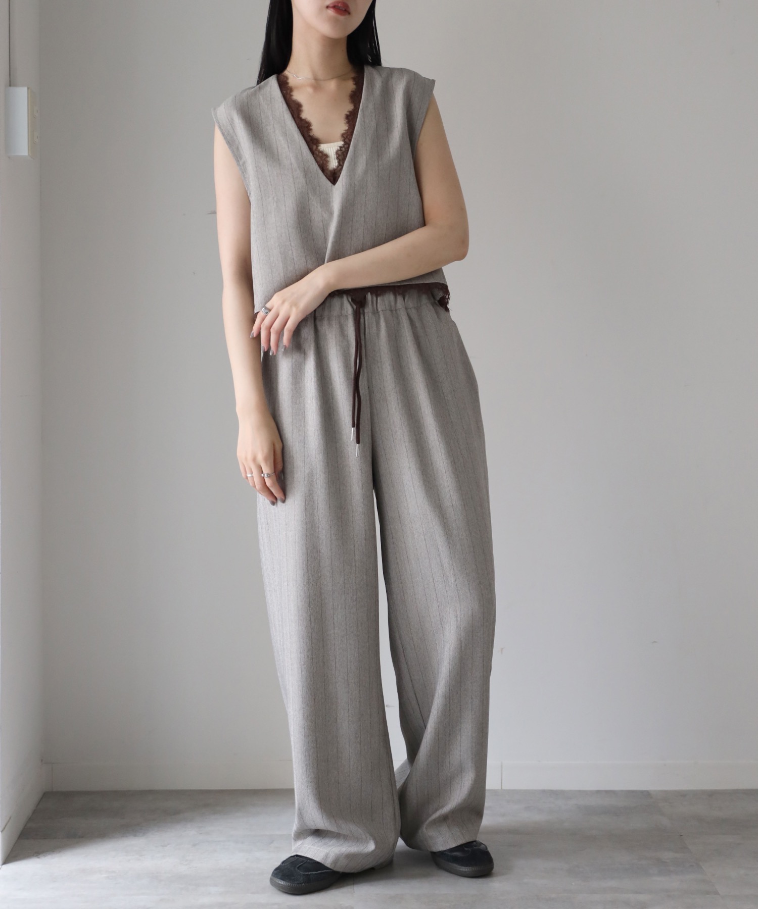 model：164cm. 着用サイズ：FT(トールさん用、丈長め)