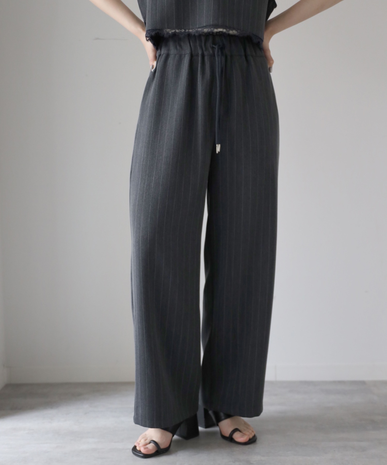model：164cm. 着用サイズ：F(低身長さん用、丈短め)