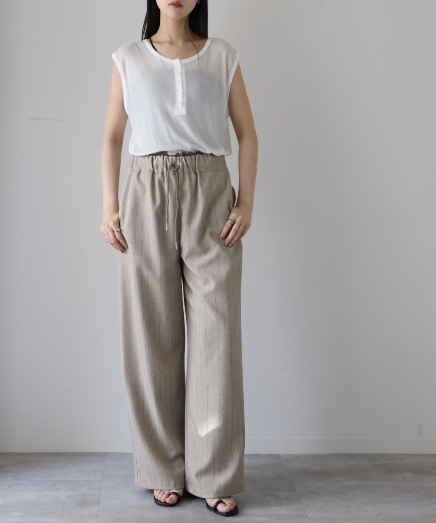 model：164cm. 着用サイズ：FT(トールさん用、丈長め)