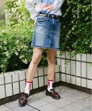 SP加工Sデニム Aラインミニスカート