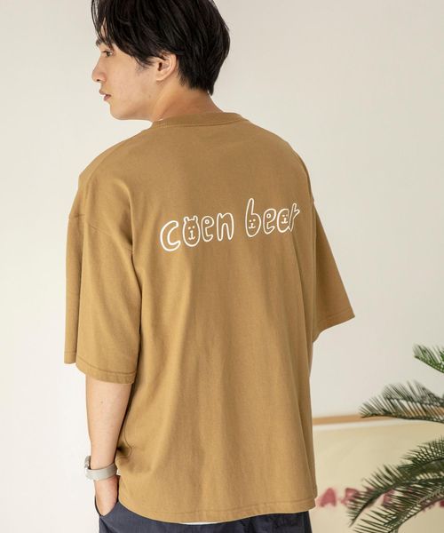 coen 【ユニセックス】コーエンベアロゴUSAコットンTシャツ ベージュ