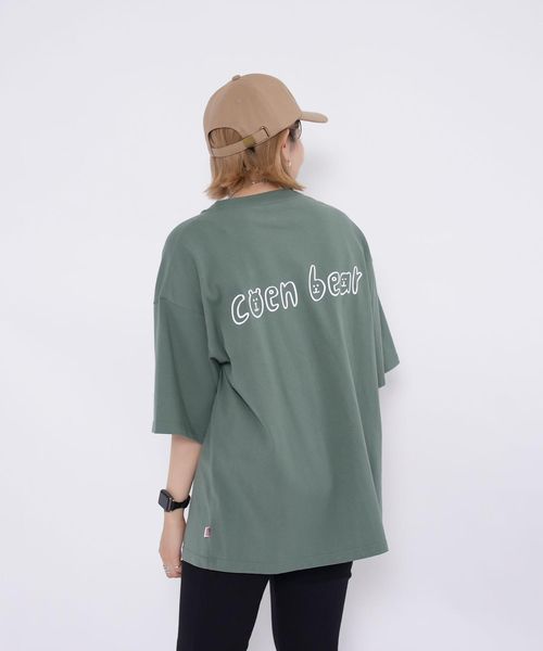 coen 【ユニセックス】コーエンベアロゴUSAコットンTシャツ オリーブ