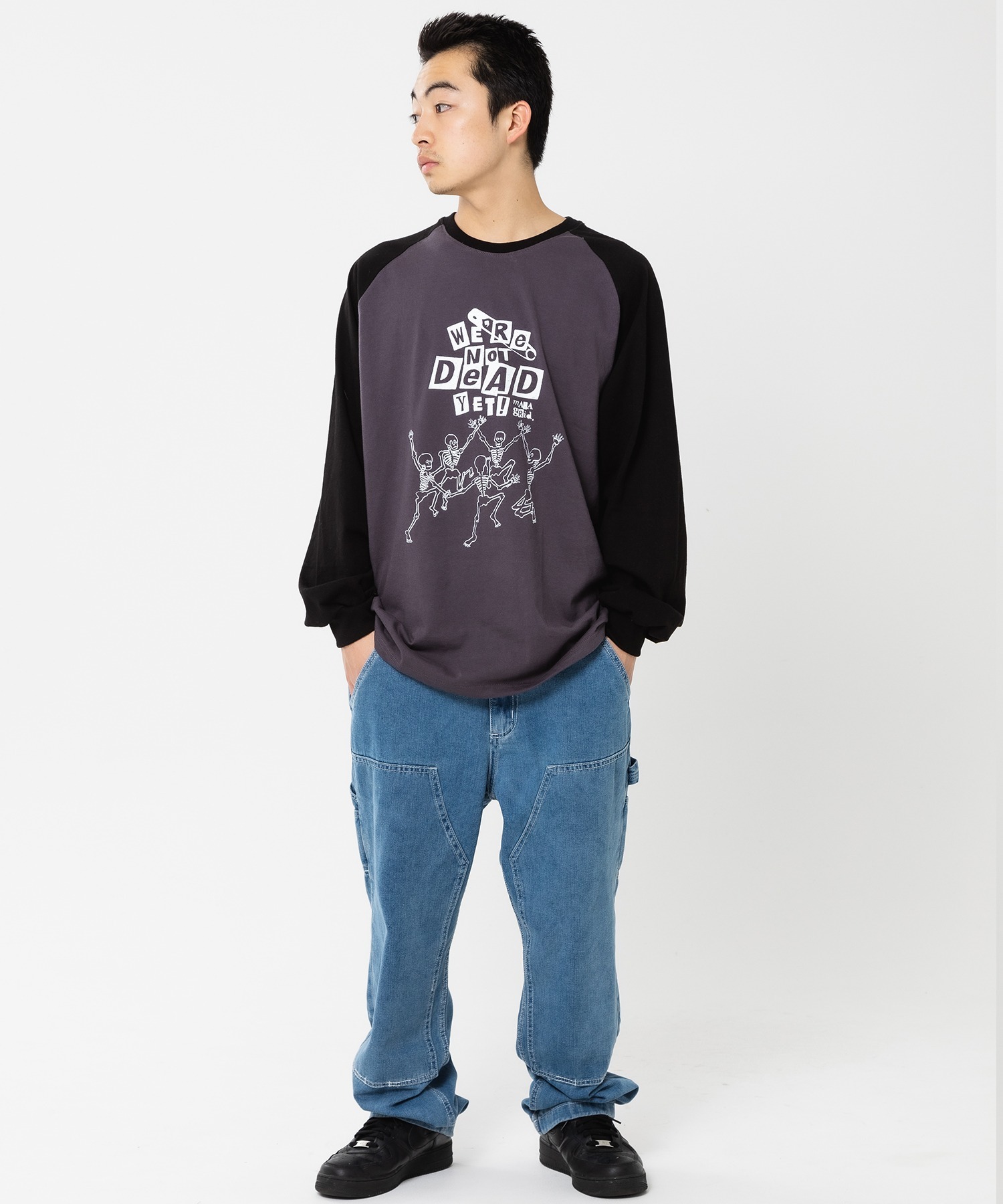 tシャツ 「mahagrid/マハグリッド」HAPPY SKELETON LS TEE/ハッピースケルトン 長袖Tシャツ レディース メンズ mahagrid/マハグリッド』HAPPY SKELETON LS TEE/ハッピー