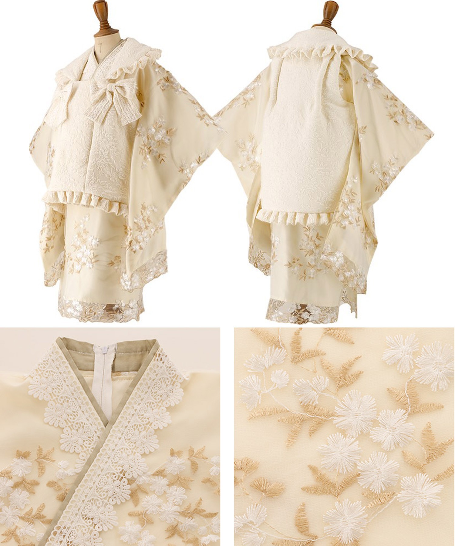 七五三 フラワーレース着物ワンピ＆被布セット