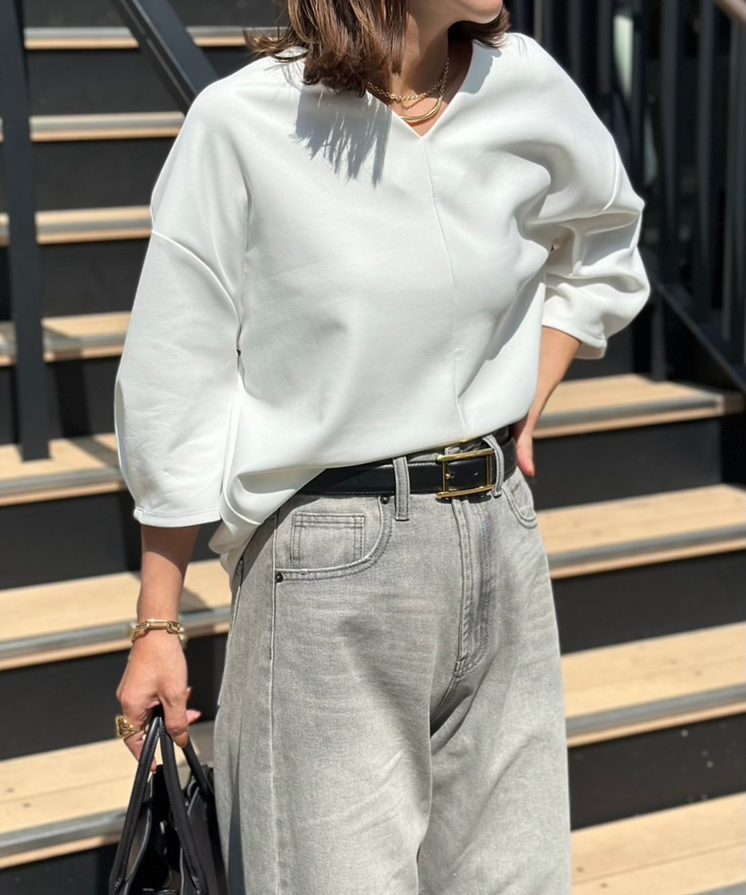 ライトダンボール抜き衿ハーフスリーブプルオーバー Emma Taylor