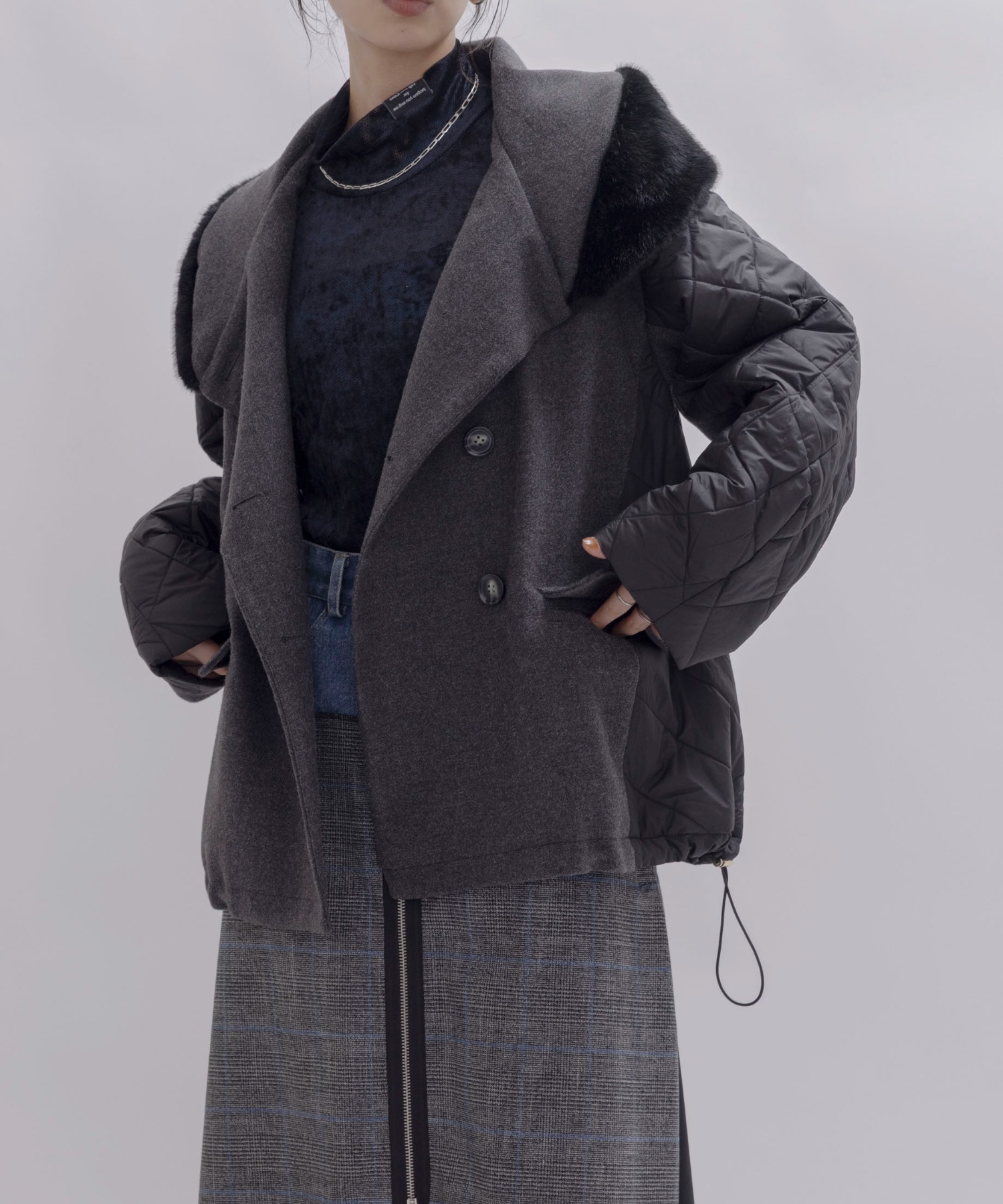 中綿フーディショールカラーハーフコート Eimee Law│Eimee Law