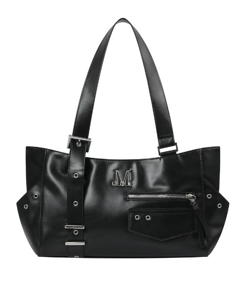 大容量の非売品ブラックショルダーバッグ メイクアップ用 A'GEM/9 × .kom 『MUCENT/ムセント』NOVEN ONE SIDE STRAP DOUBLE