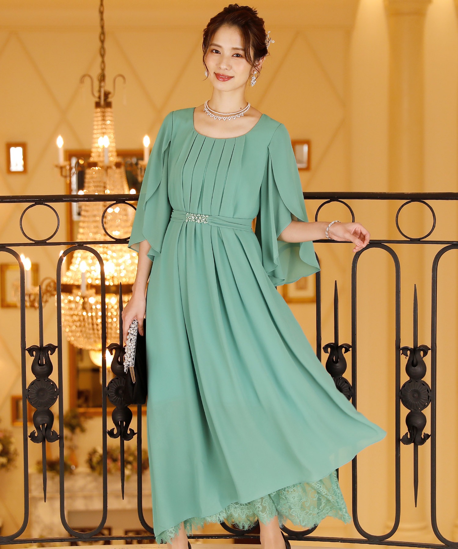 アシンメトリーフレアドレス ロングスカート 結婚式ワンピース 同窓会 成人式 セレモニー大きいサイズ対応フォーマル