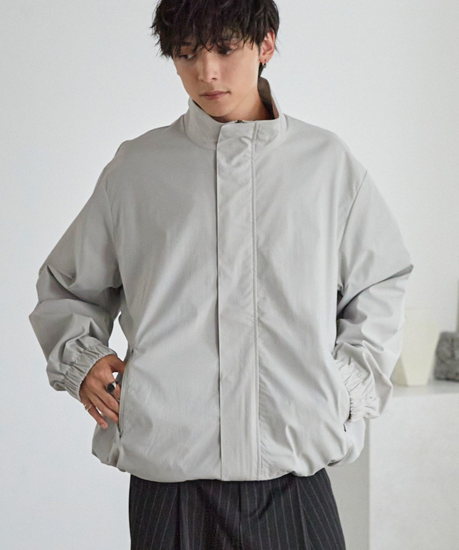 ナイロンオーバートラックジップブルゾン ショートモッズコート MONO