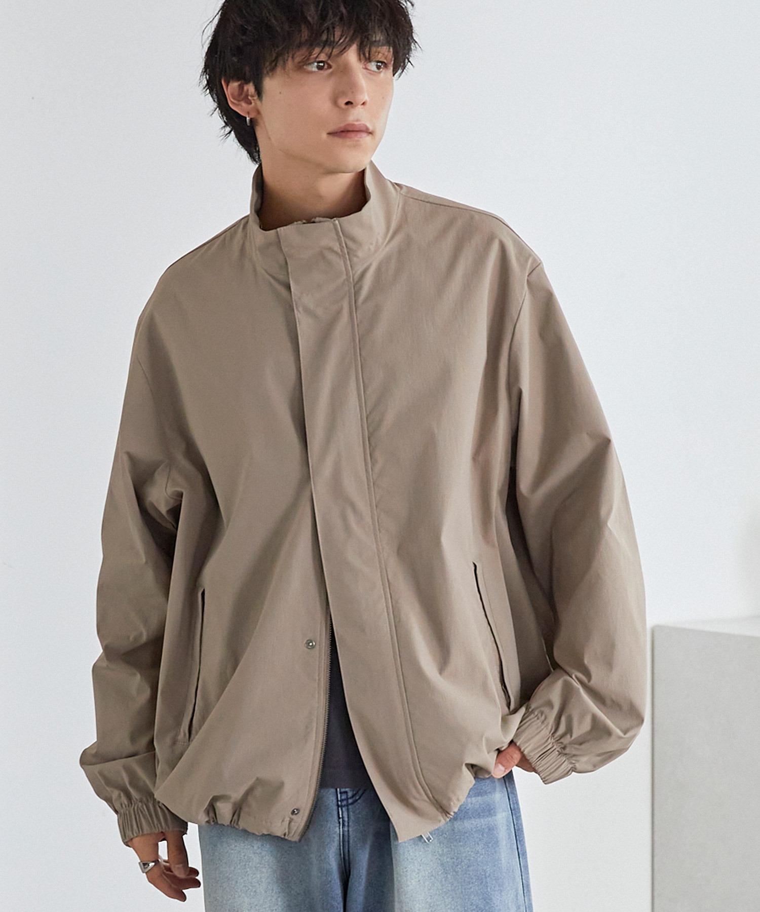 ナイロンオーバートラックジップブルゾン ショートモッズコート MONO