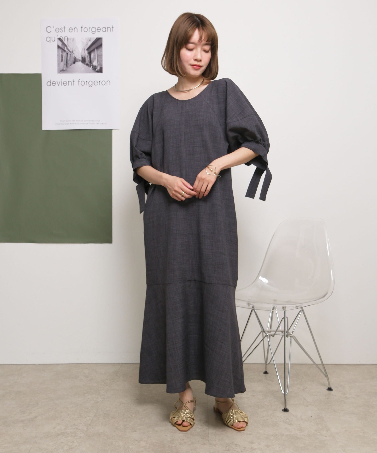 美品　レアリバティワンピース　AMACA クレスピ　BEAMS 極美品レアリバティ冬ワンピース AMACA BEAMS クレスピ パークス