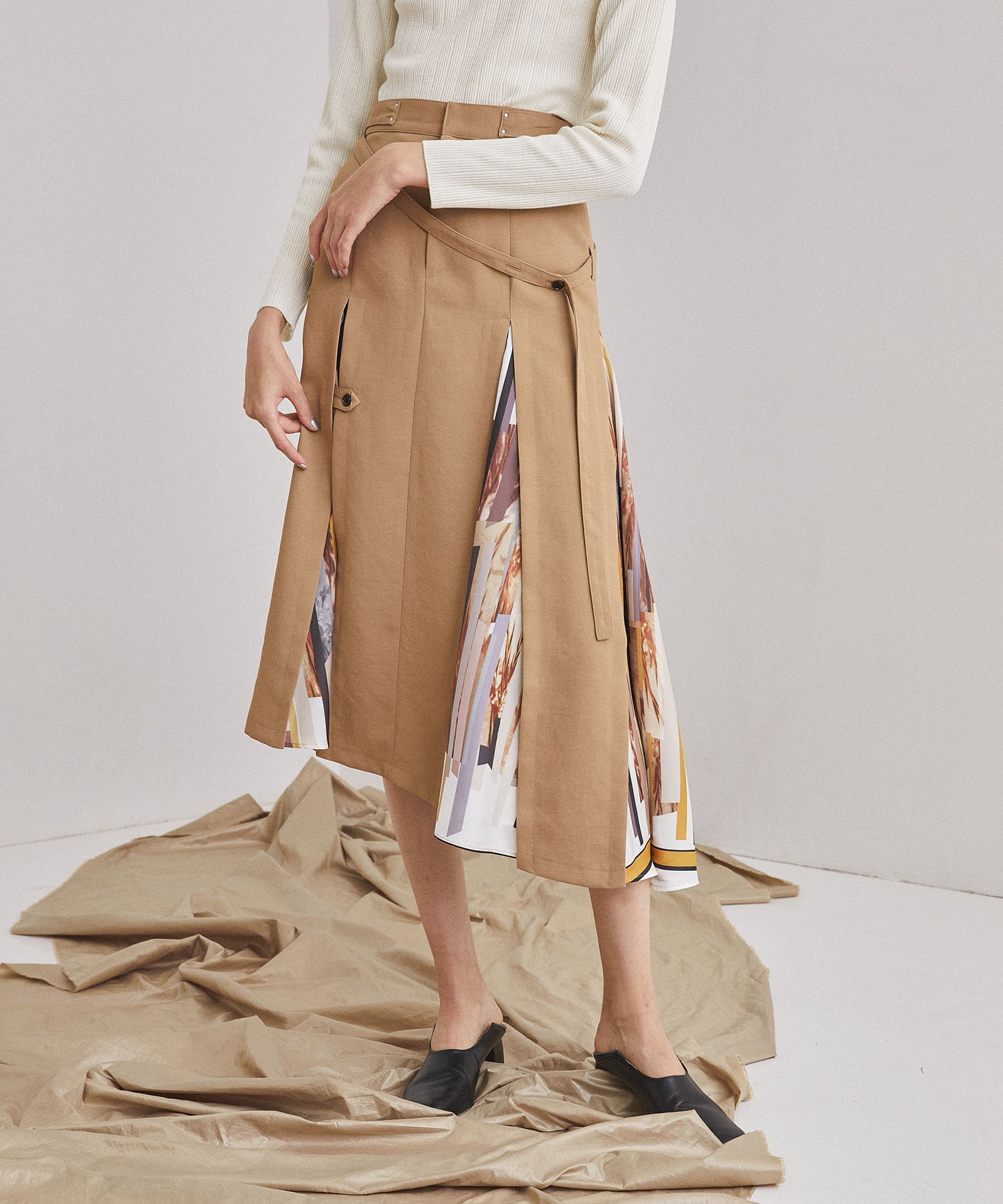 モーメントコラージュプリントスカート - main-type.com