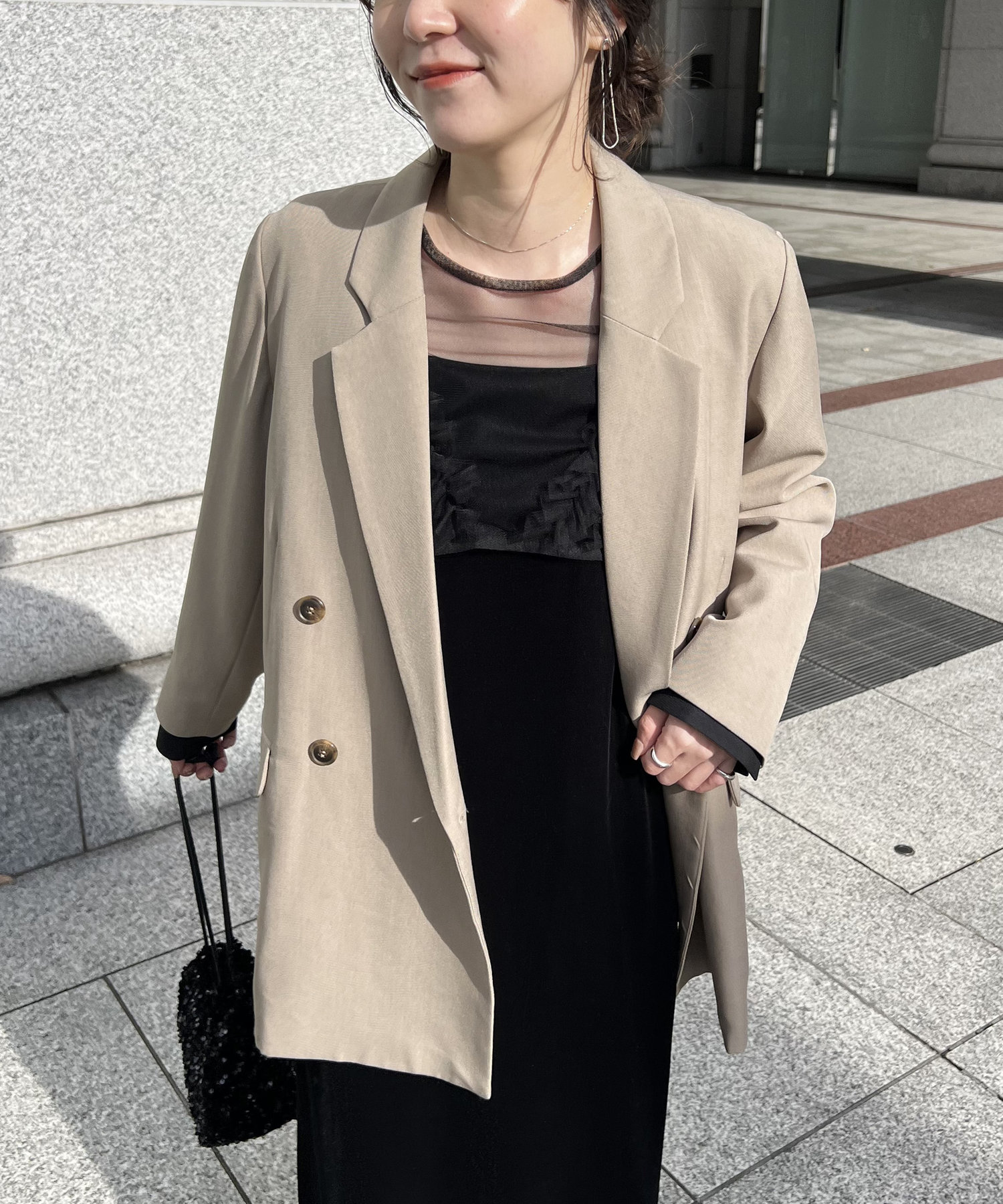 オケージョン】【サイズ展開あり】チュールフリルベロアワンピース