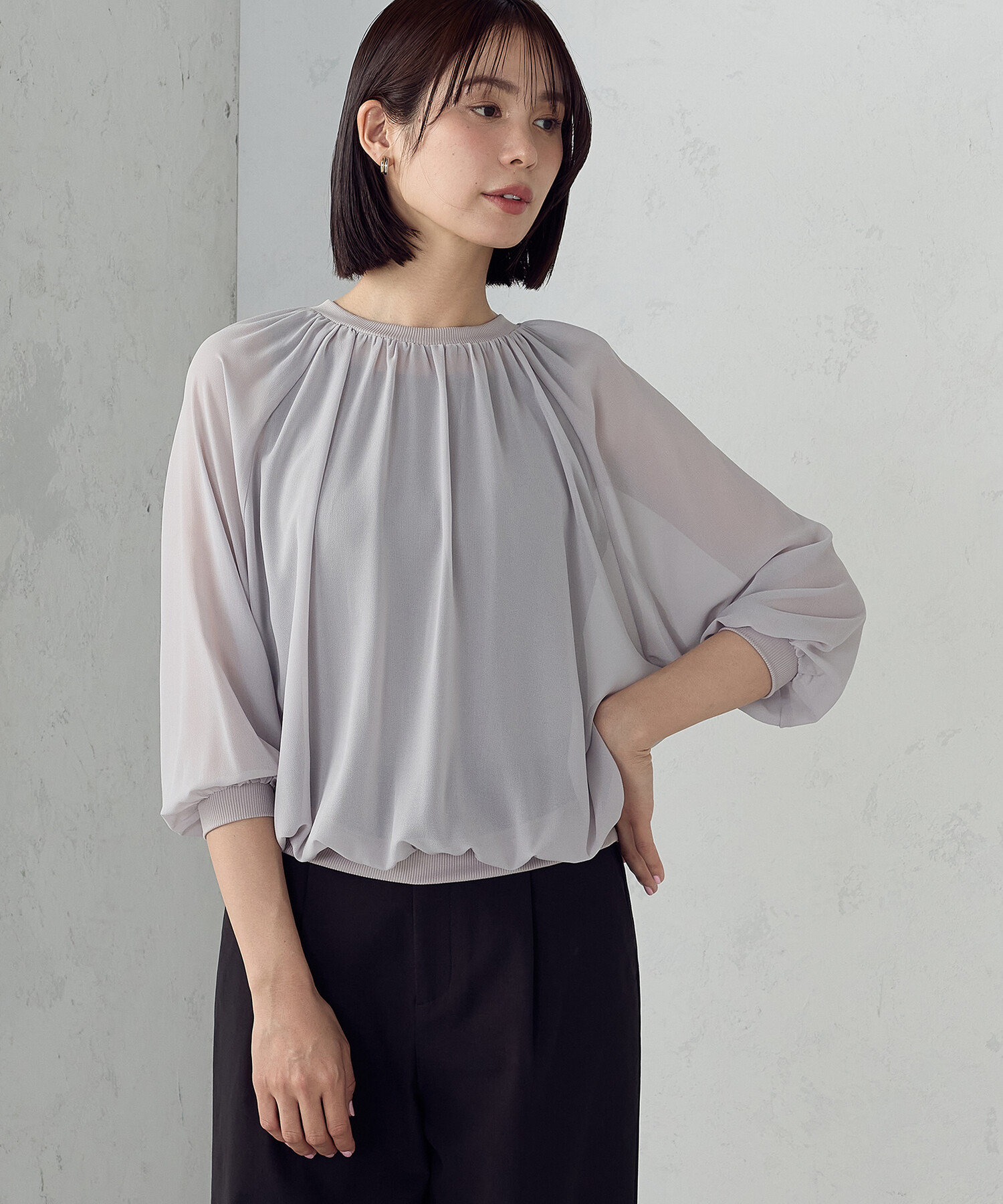[Set Item] Sheer ballerina sleeve blouse + tank top set — прозрачная блуза с рукавами‑балеринами и топ