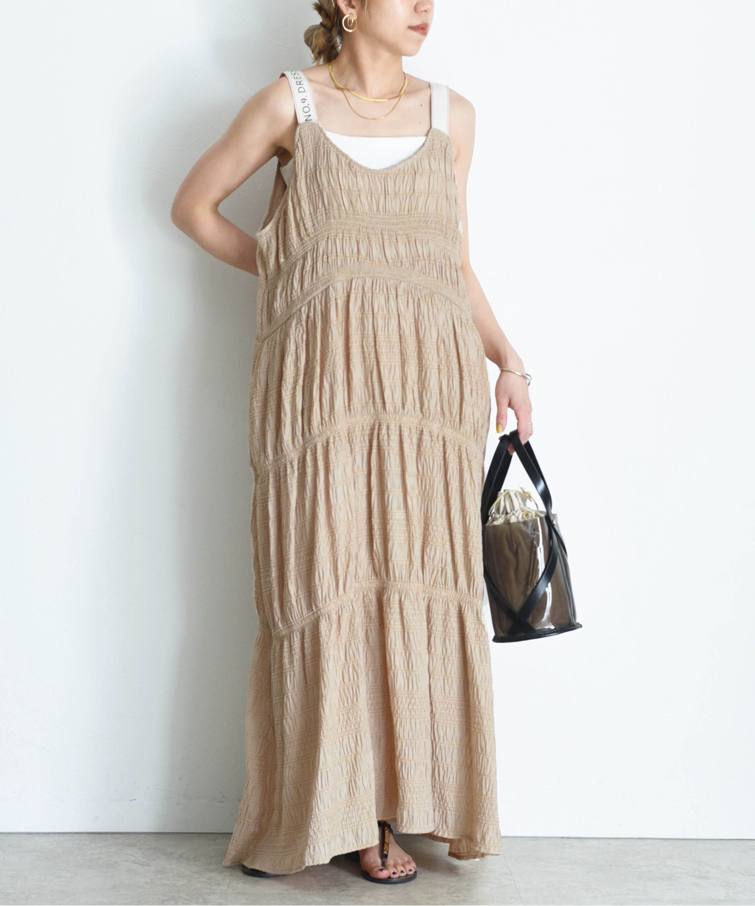 タグ付き新品 Eimee Law ロゴテープ シャーリングジャガードワンピース ロゴテープ シャーリングジャガードワンピース Eimee Law│Eimee