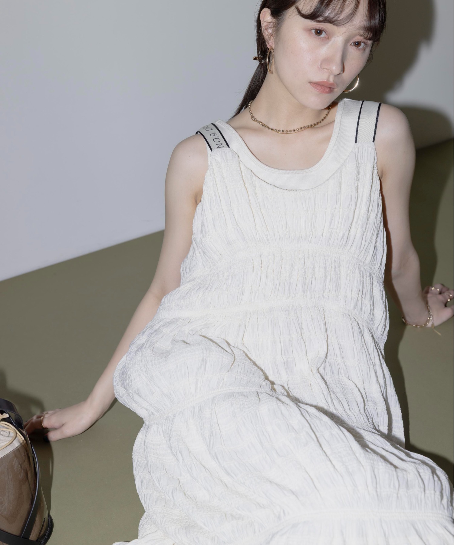 ロゴテープ シャーリングジャガードワンピース Eimee Law│Eimee