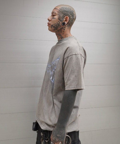 LOVEKILLER ラブキラー　アニメイラスト　Tシャツ　ダメージ　カスタム LOVE KILLER(ラブキラー) Killer cat Graffiti Logo T-shit