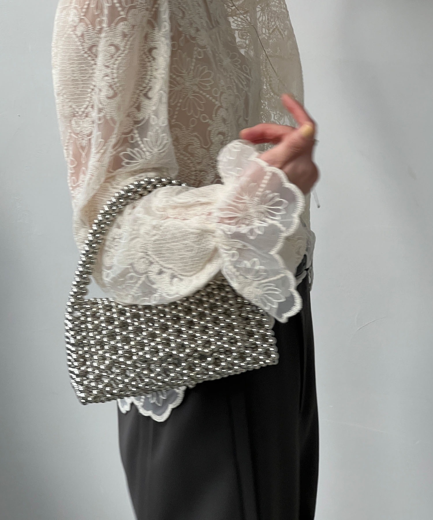 トライアングル メタルビーズバッグ cha25s010-ファッション通販サイト