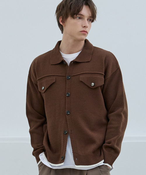 Polka pocket knit жилет (brown)