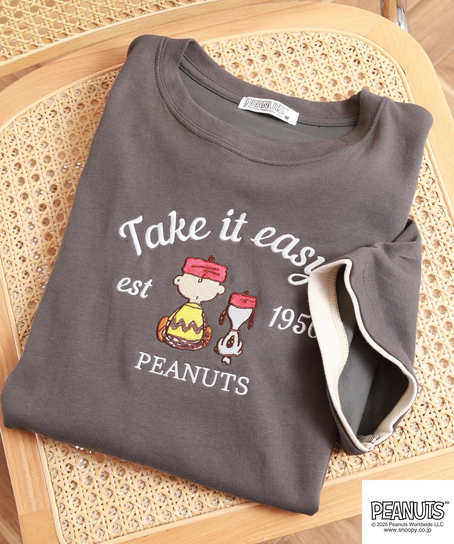 PEANUTS — футболка с刺繍, большая силует, полуприлегающая, антимикробная