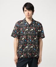 ROCKERS総柄 半袖オープンカラーシャツ