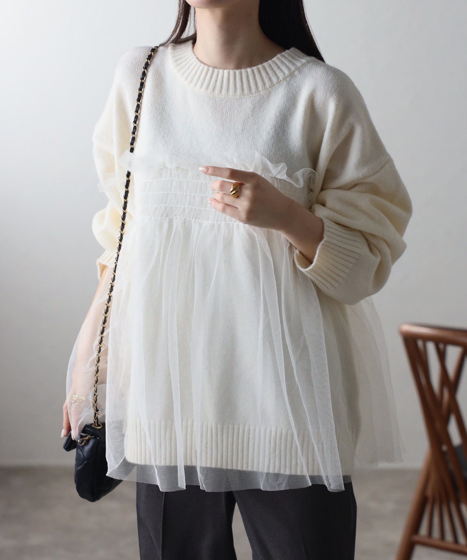 model：162cm 着用サイズ：F