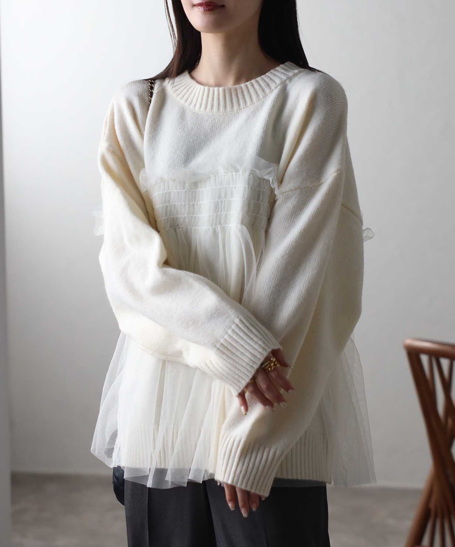 model：162cm 着用サイズ：F