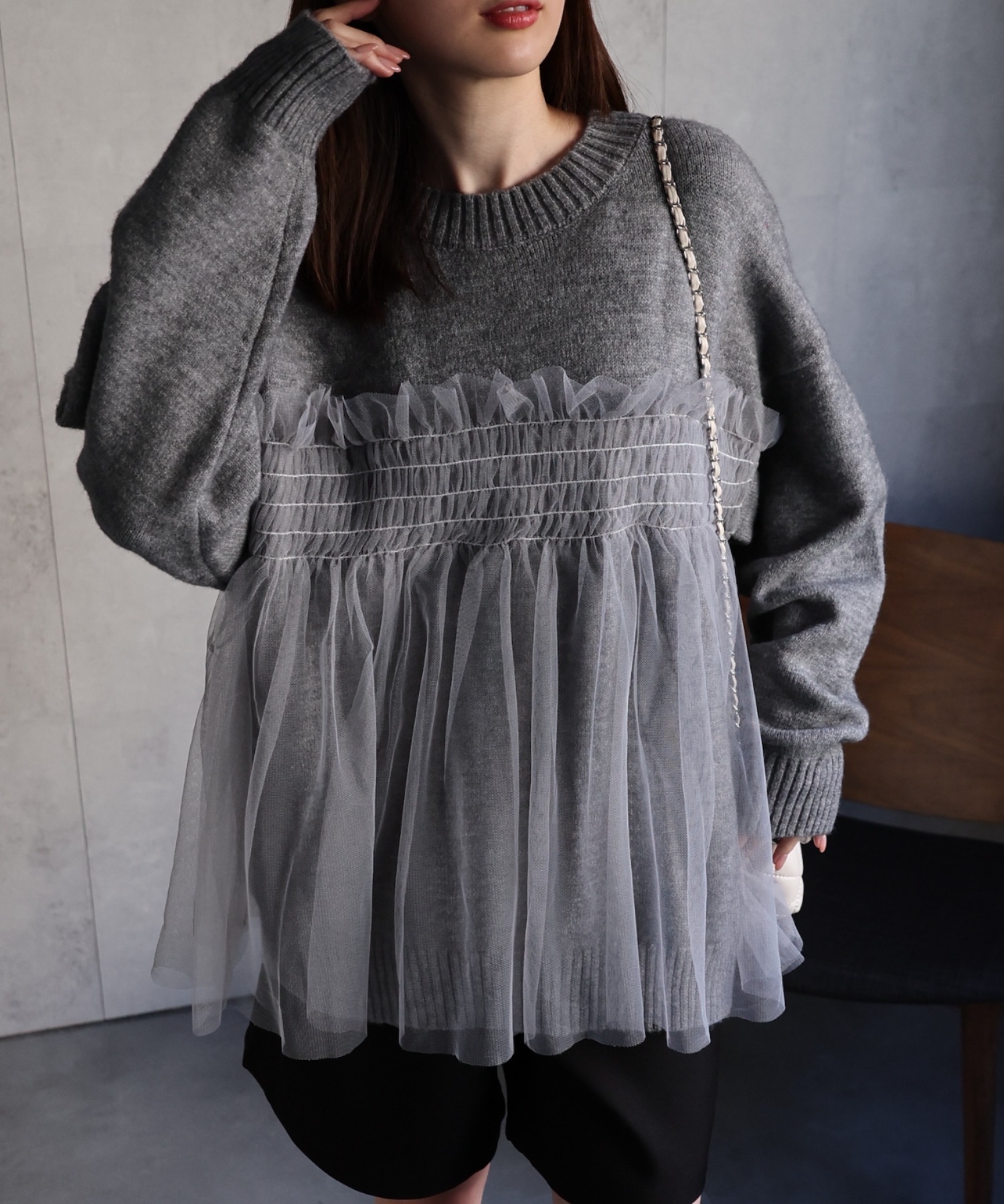 model：162cm 着用サイズ：F