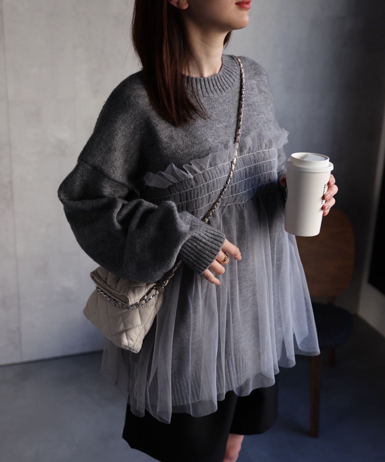 model：162cm 着用サイズ：F