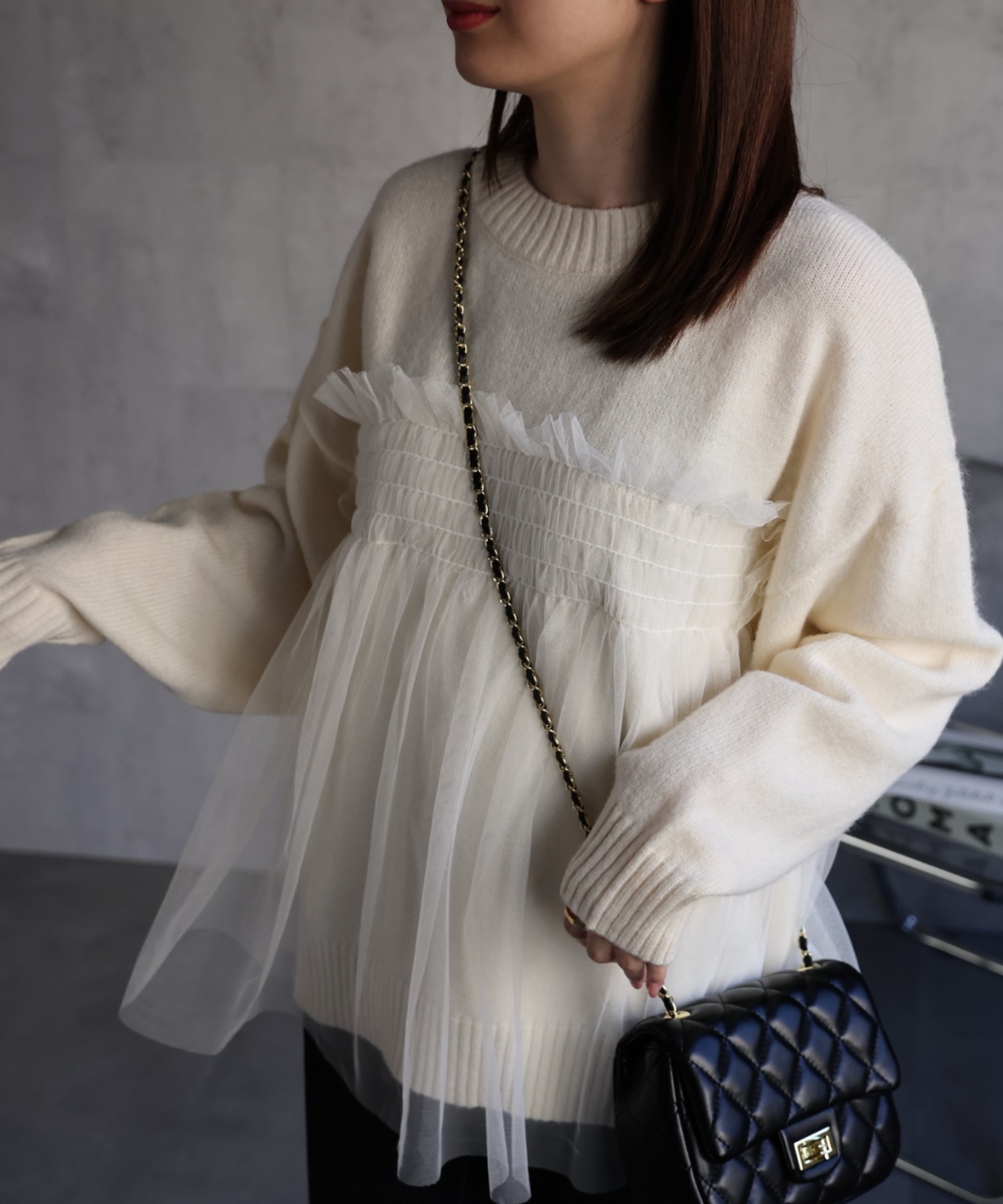 model：162cm 着用サイズ：F