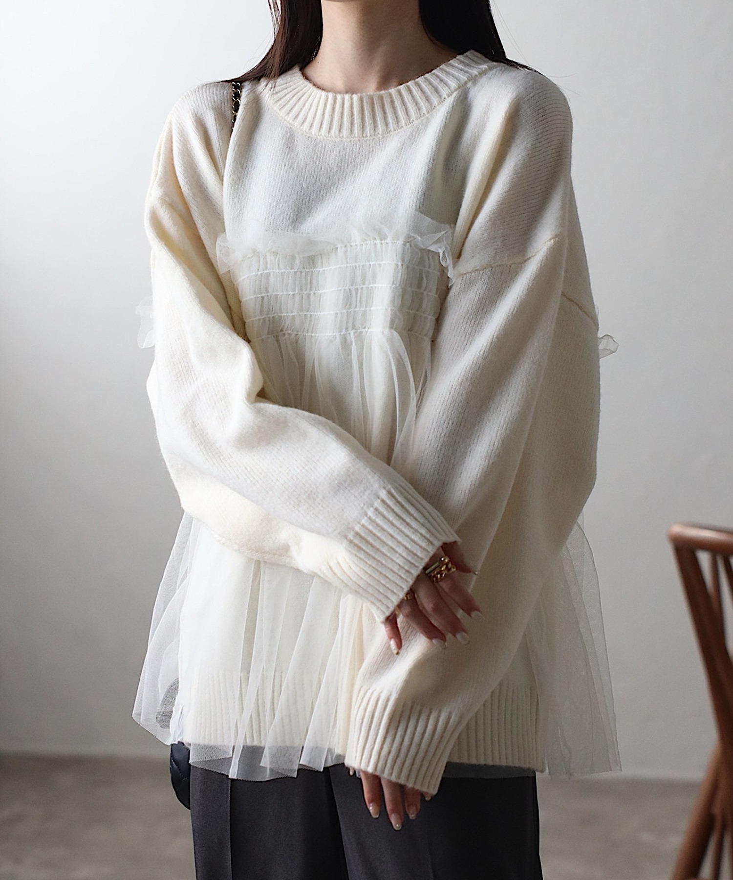 model：162cm 着用サイズ：F