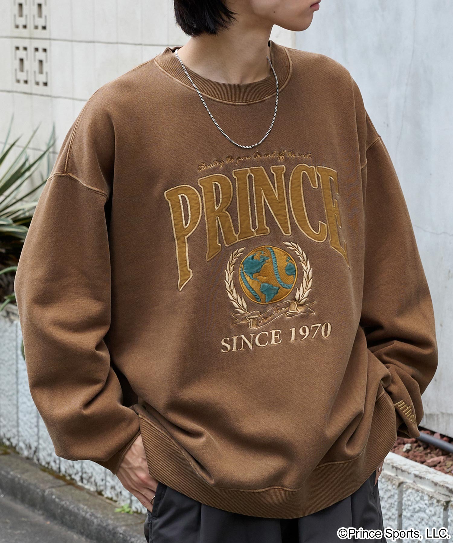 Prince/プリンス 別注 ロゴ刺繍 ピグメント加工オーバーサイズスウェット