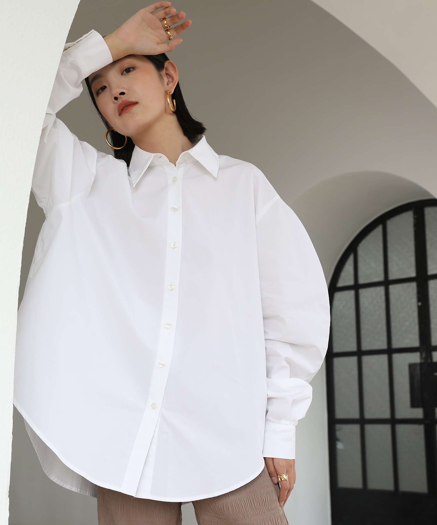 chuclla】【2021/SS】Curve sleeve shirt sb-5 chwg1-ファッション通販 