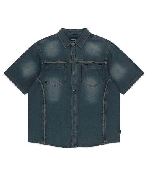 mahagrid/マハグリッド』DENIM HALF SHIRT /ウォッシュ加工 デニム