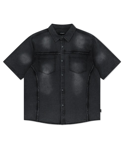 mahagrid/マハグリッド』DENIM HALF SHIRT /ウォッシュ加工 デニム