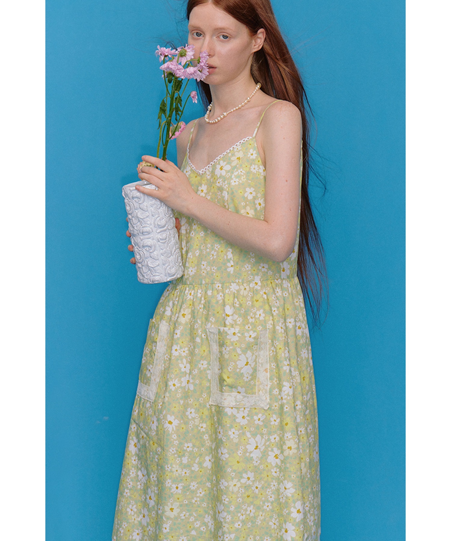 フラワープリント ティアードフリル キャミワンピース FX25L059【Fano