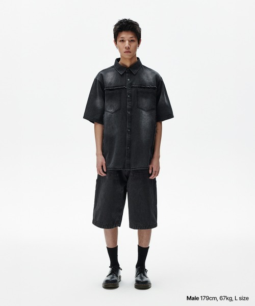 【mahagrid】25SS★ MUD WASHING DENIM PANT WASHED ZIP CARGO DENIM PANT [BLUE] - MAHAGRID