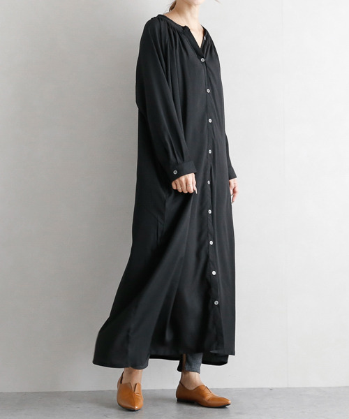 紐ベルト付きロング丈ワンピース Economlife Com