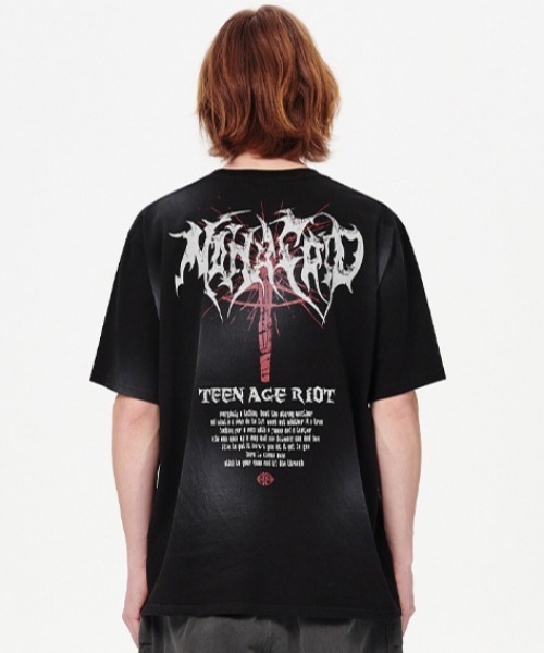 mahagrid/マハグリッド』 TEEN AGE RIOT WASHED TEE/スローガン mahagrid/マハグリッド』 TEEN AGE RIOT WASHED TEE/スローガン