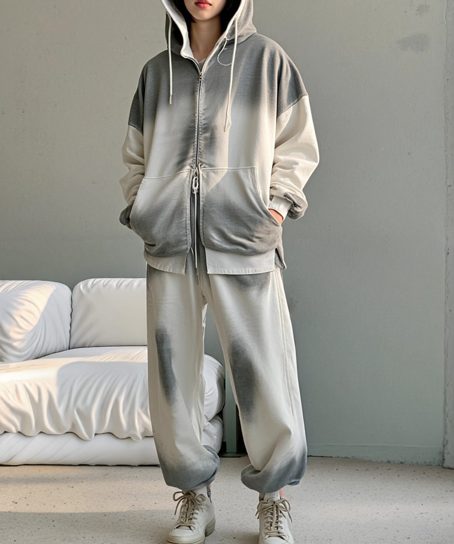 A'GEM/9 × .kom 『ARULE/アルール』 スプレー加工スウェットパンツ