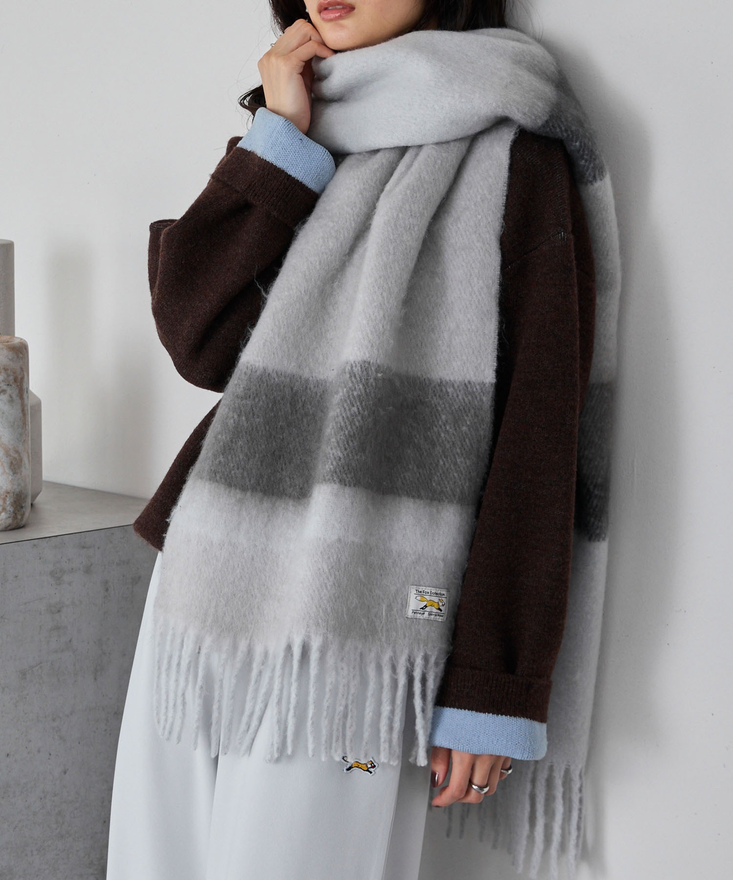 ベニー様 PENNEYS/ペニーズ 別注 THE FOX ロゴタグ ボリューム ボーダーマフラー