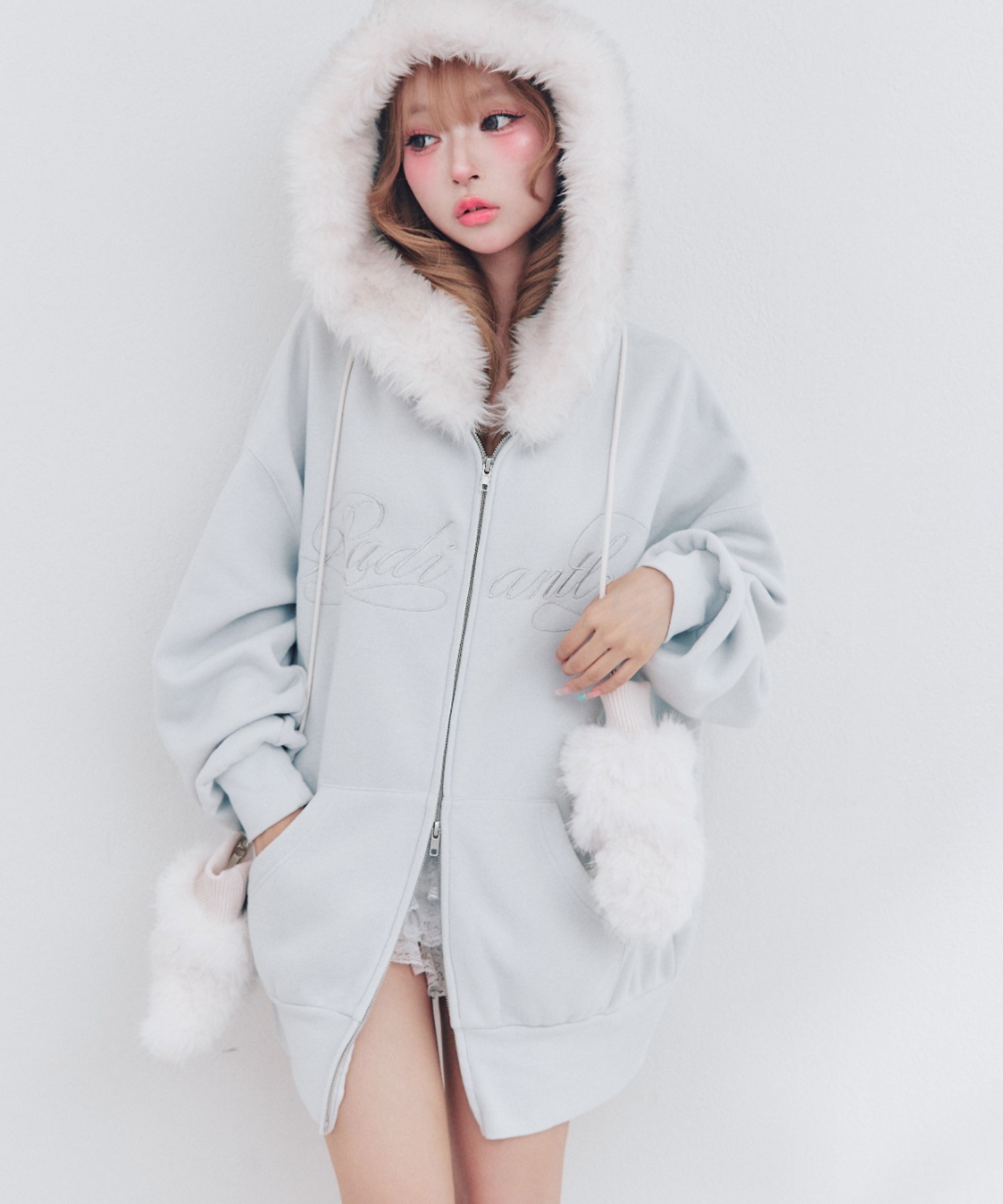 Логотипная刺繍 куртка с молнией и карманами, ZIP parka