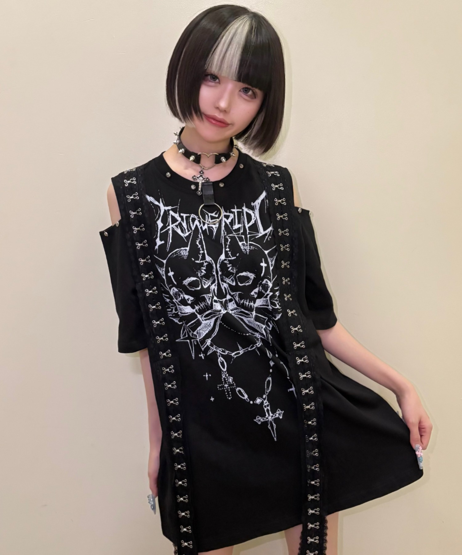 ドレープカットソー アシメギャザー y2k グランジ しわ加工 カウル