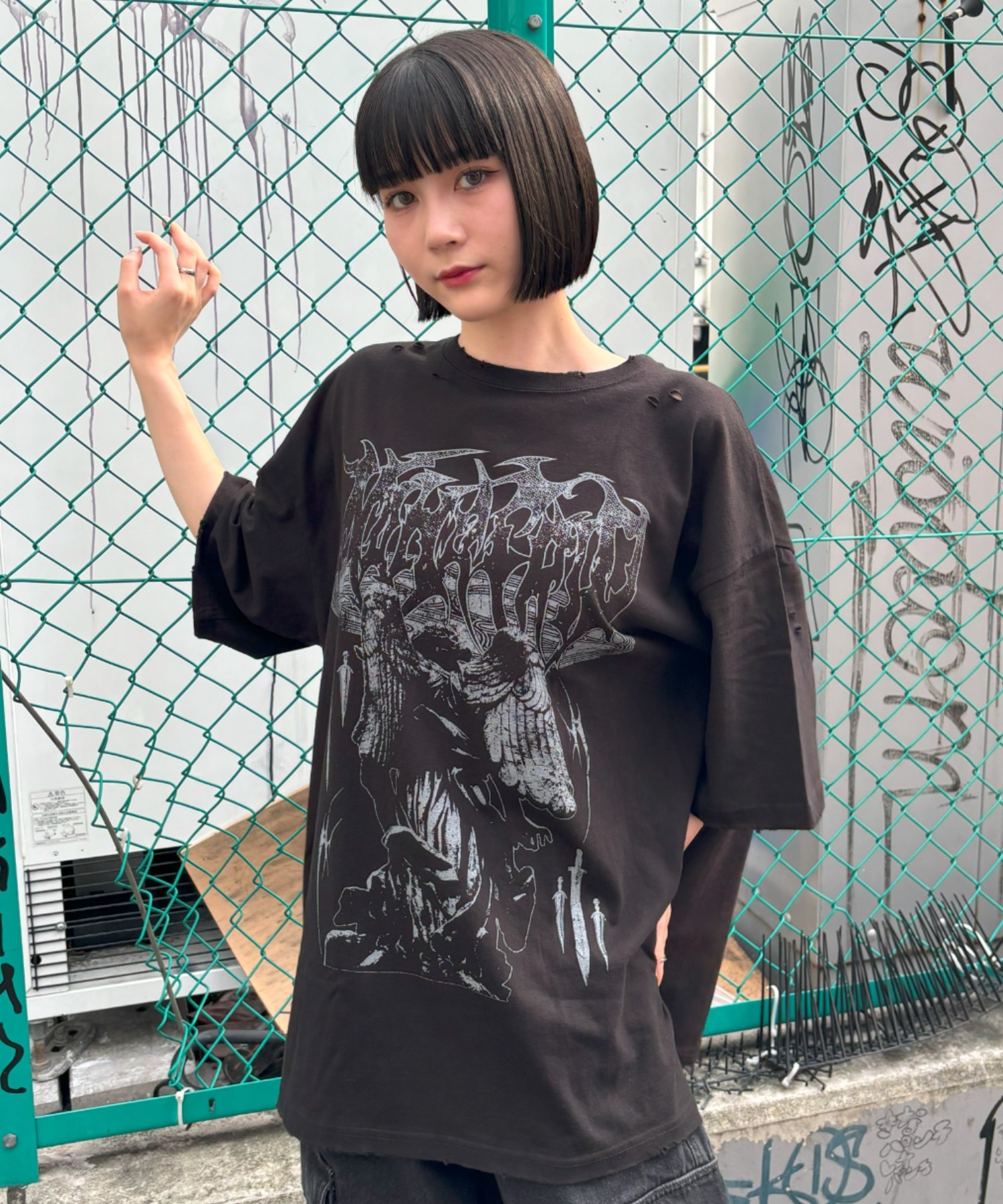 mahagrid/マハグリッド』 GOTH ANGEL DAMAGED TEE/ゴスエンゼル