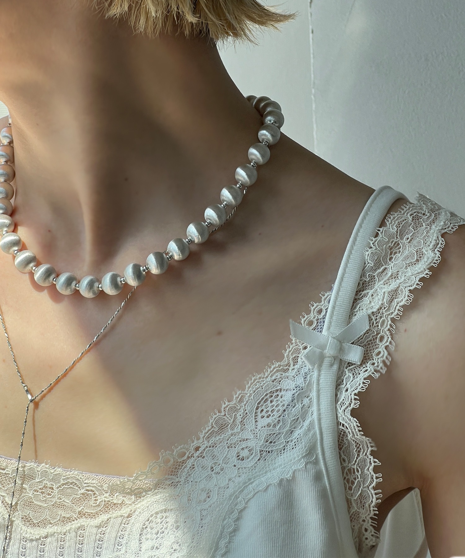 ホワイトパールネックレス シルバー留め具 留め具 クラスプ SILVER 差し込み式 パールネックレス用留め金具片面