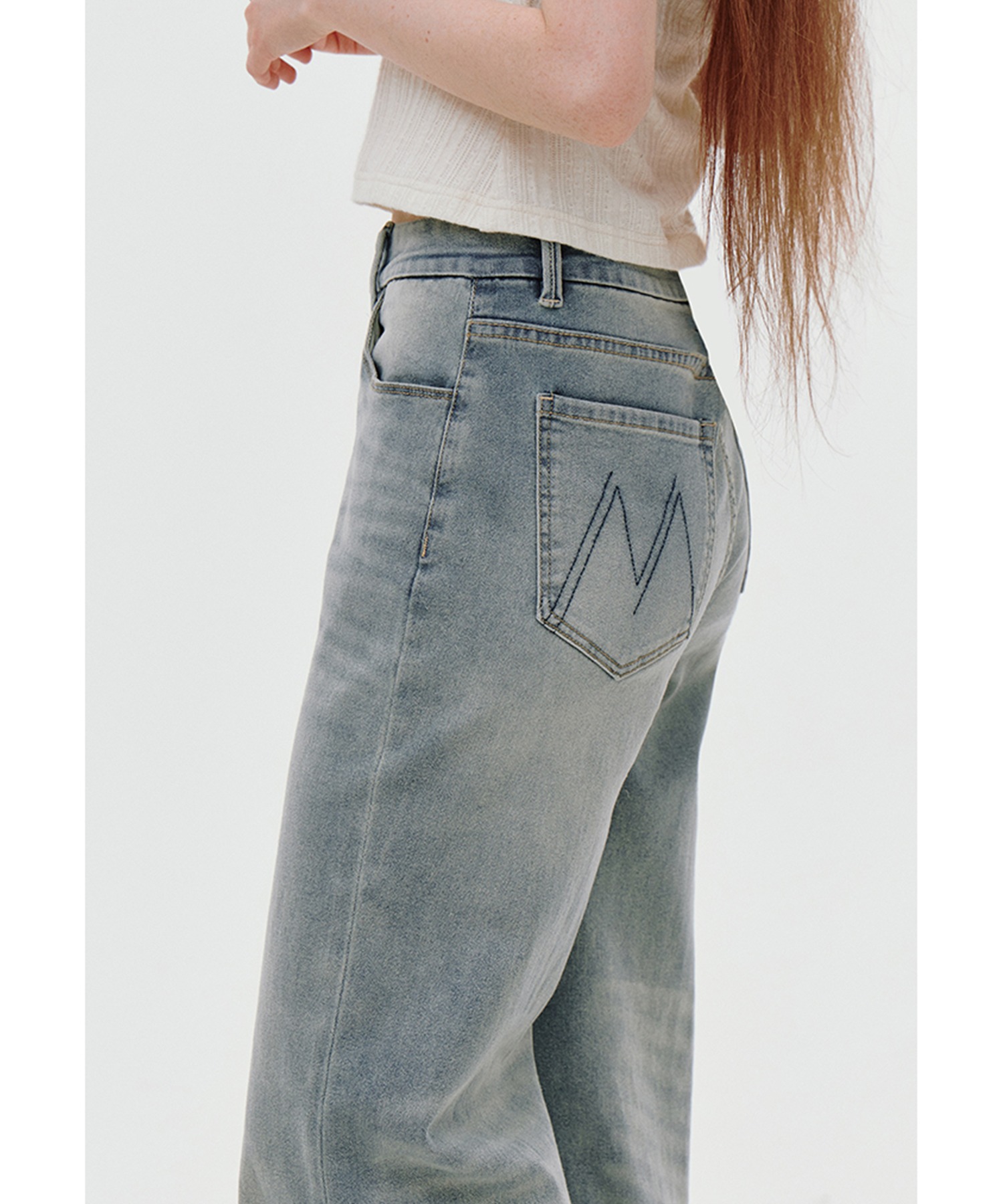 ウォッシュ加工 ストレートフレアデニムパンツ FX25K049【Fano Studios  