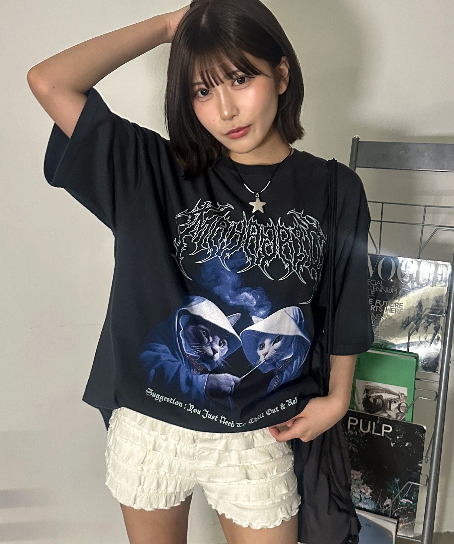 mahagrid/マハグリッド』 SMOKING CAT TEE/スモーキング猫 T mahagrid/マハグリッド』 SMOKING CAT TEE/スモーキング猫 T