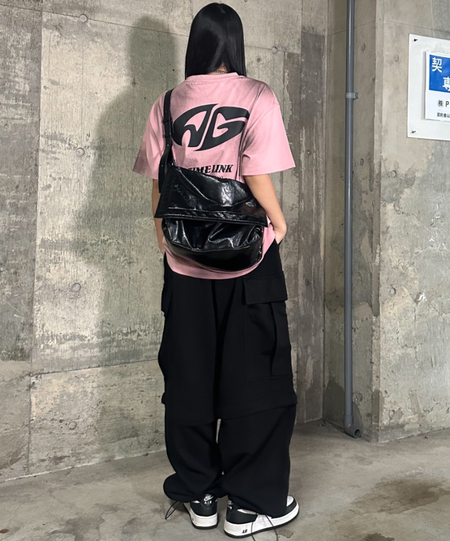 A'gem 9エージェム ナイン ブラックカーゴパンツ A'GEM/9 × .kom 『A'GEM/9/エージェムナイン』 蛇腹カーゴパンツ