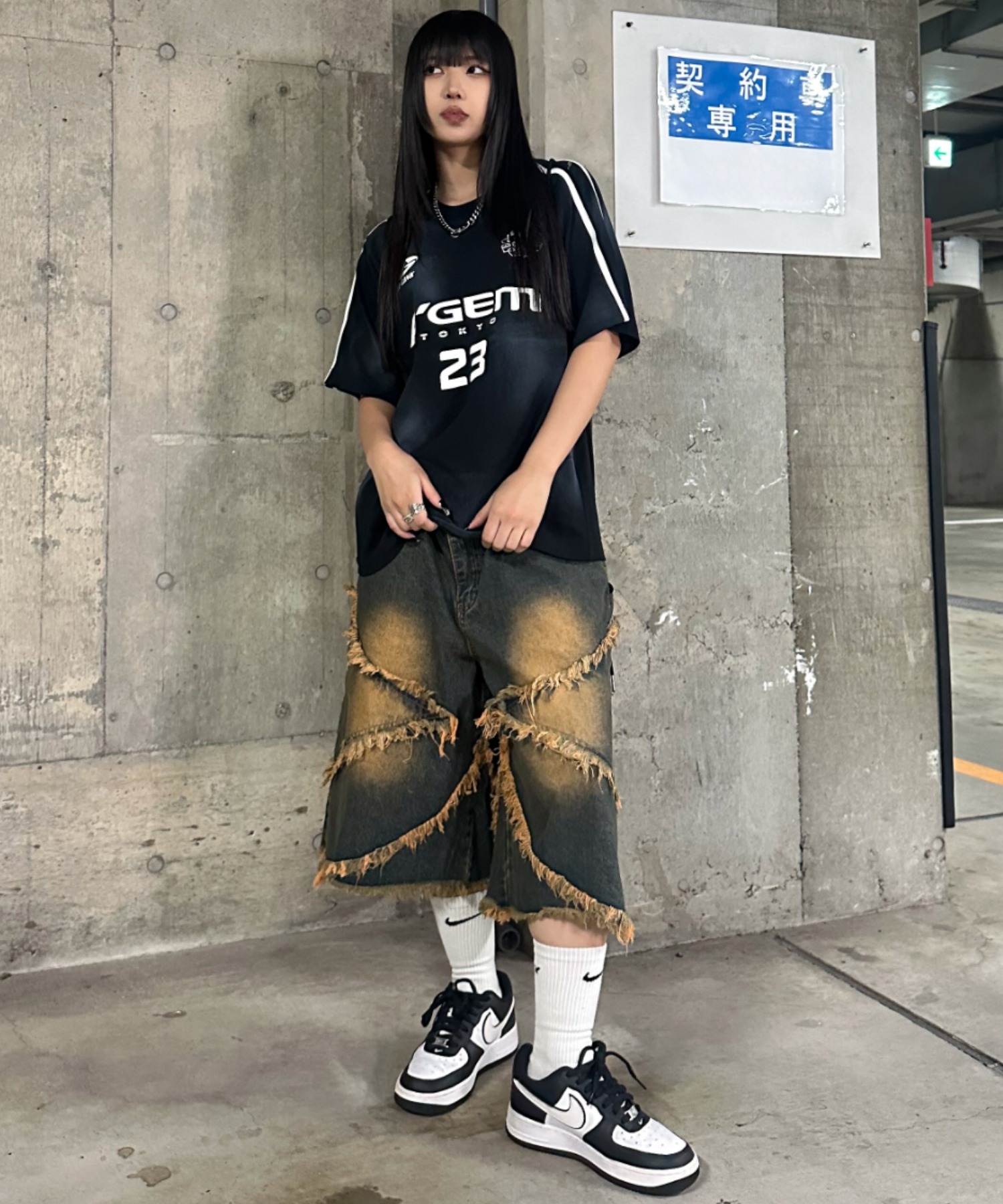 A'GEM/9 × .kom 『A'gem/エージェム』 切り替えデニムショーツ A'gem